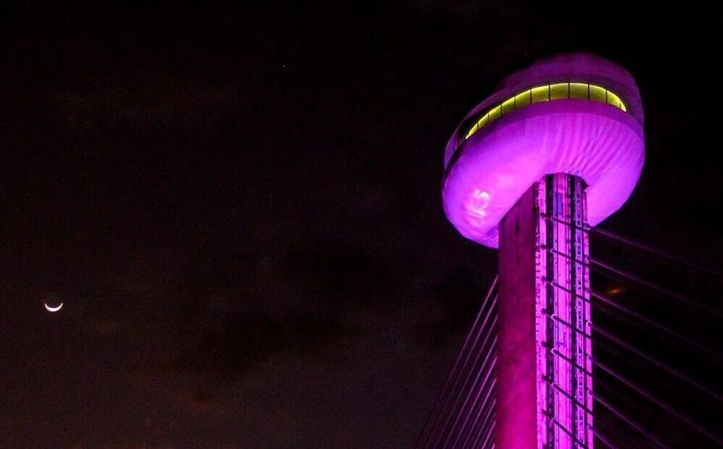 Ponte Estaiada fica rosa para alertar sobre o câncer de mama
