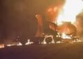 Caminhão-tanque explode após colisão na BR-316, no Piauí; veja vídeo